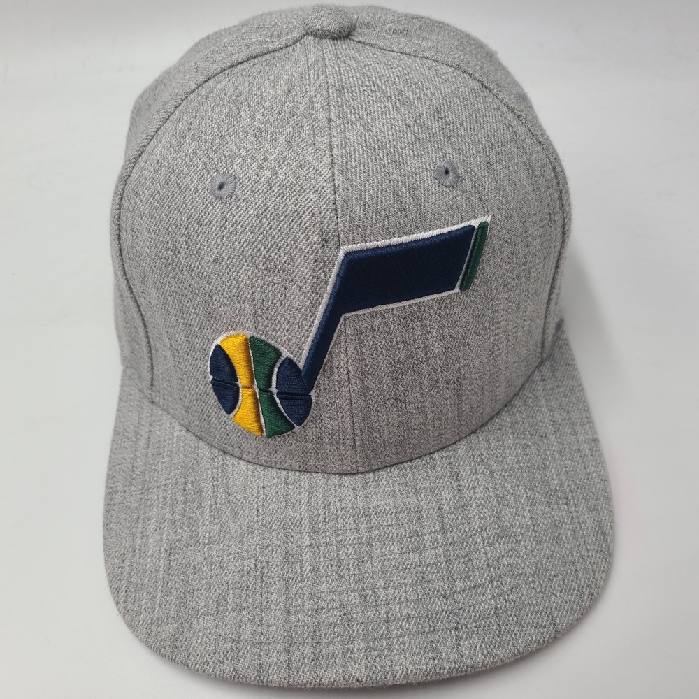 Utah Jazz Hat Snapback Mitchell & Ness Gray Blue NBA Basketball Wool Blend Men